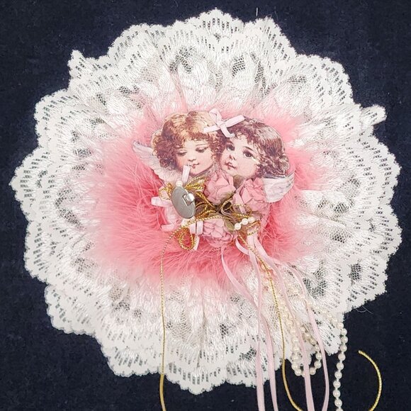 Hand Made Shabby Chic Lace & Feather Musical Angel Wall Hanging Victorian Style - Picture 1 of 8